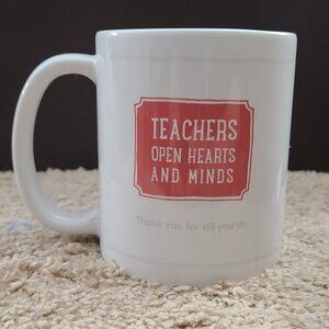 Teachers Open Hearts and Minds K Letter Mug